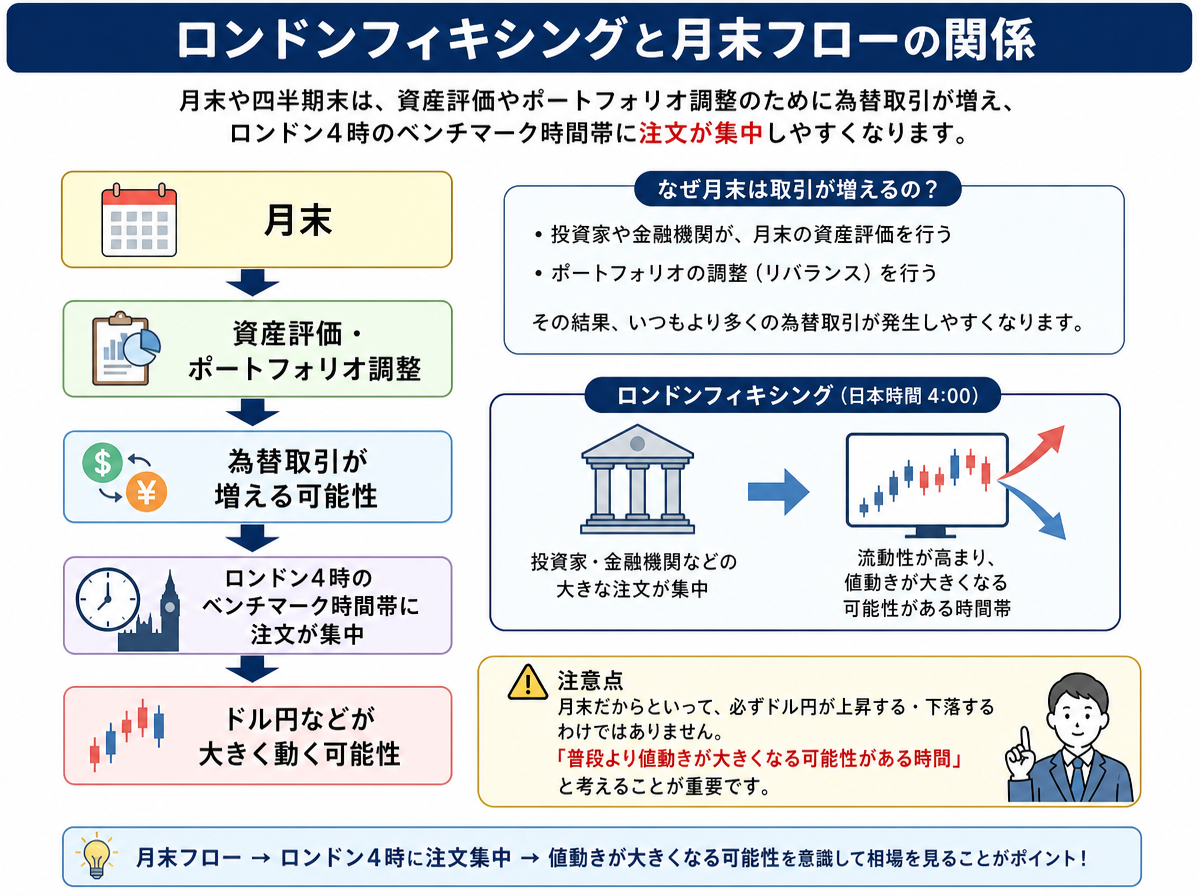 ロンドンフィキシングと月末フローの関係