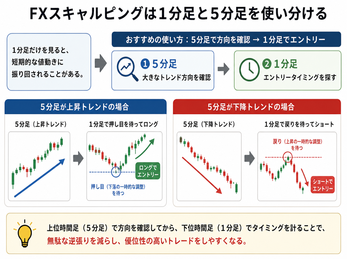 FXスキャルピングは1分足と5分足を使い分ける