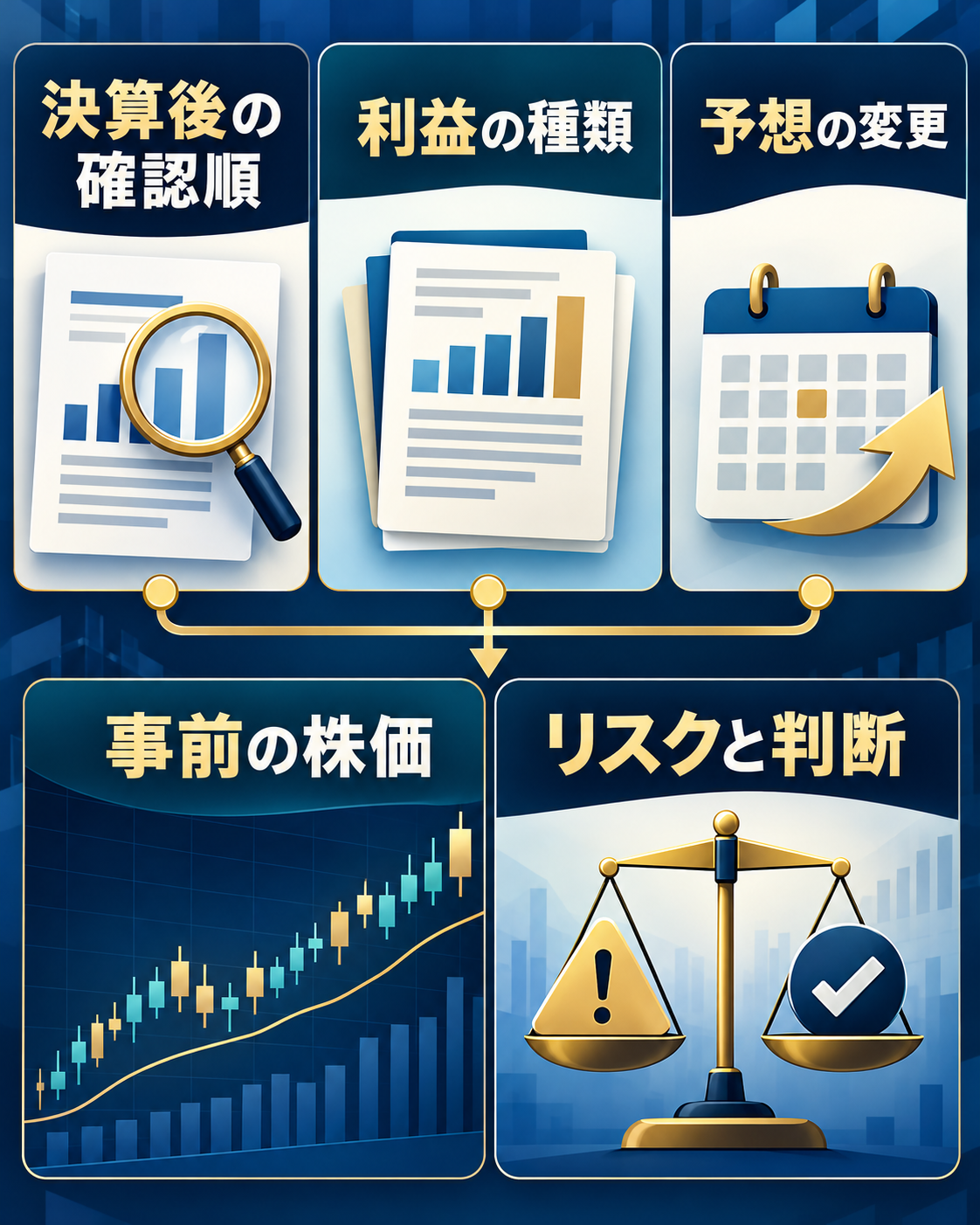 決算後に利益の種類・予想変更・事前株価・リスクを確認する手順