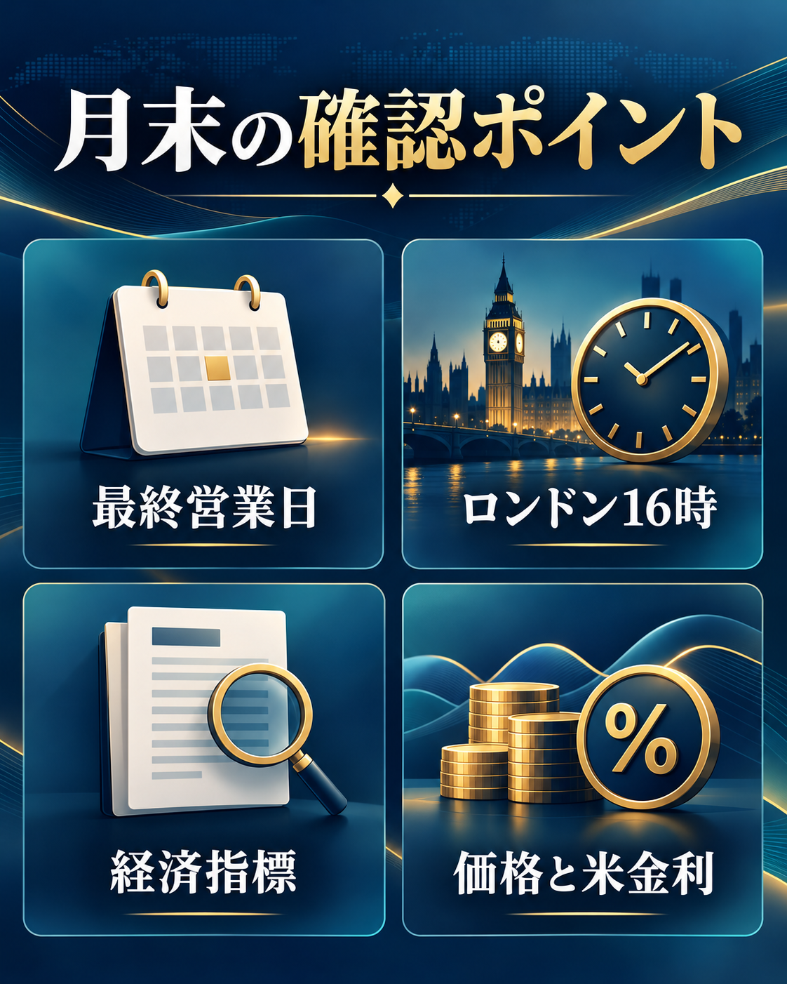 月末の最終営業日・ロンドン16時・経済指標・米金利の確認項目